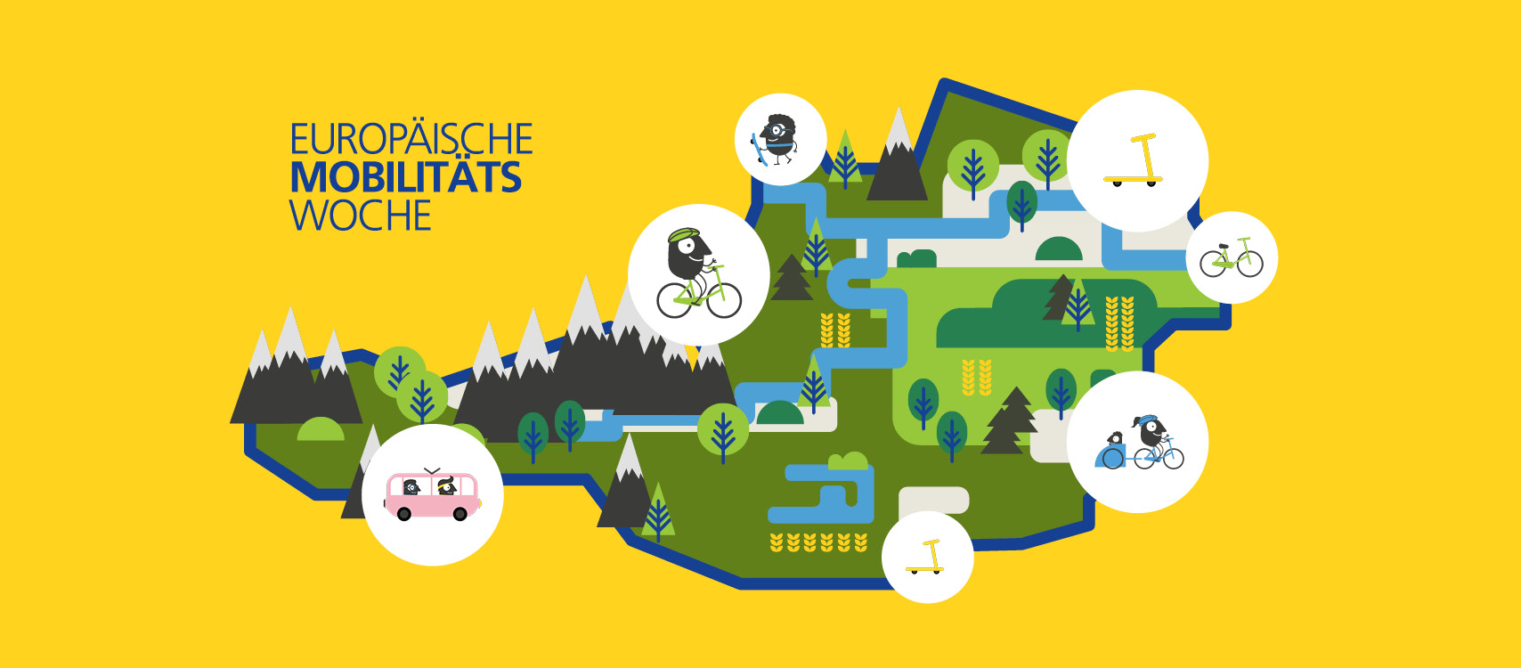 Österreichkarte mit gelbem Hintergrund
