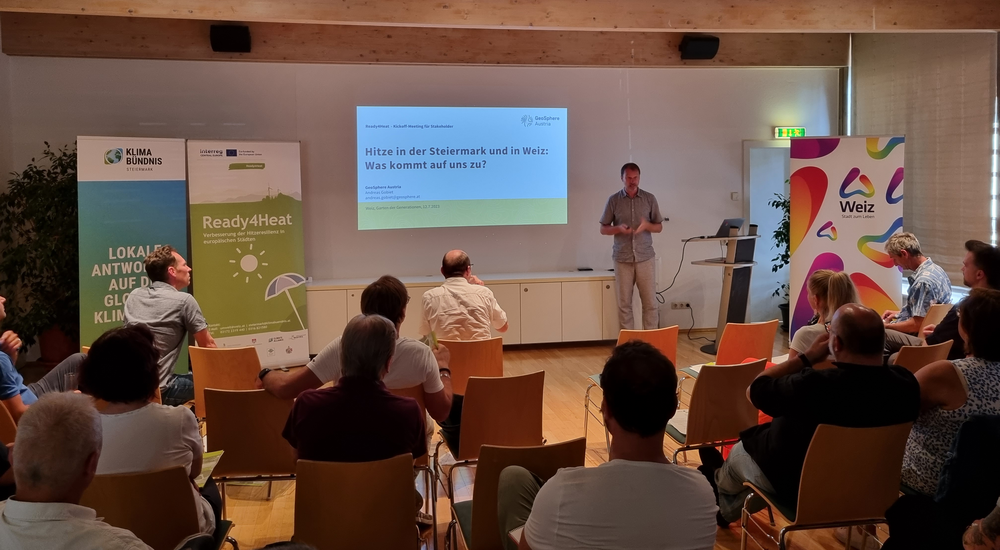 Dr. Andreas Gobiet von Geosphere Austria bei seinem Vortrag für Ready4Heat.